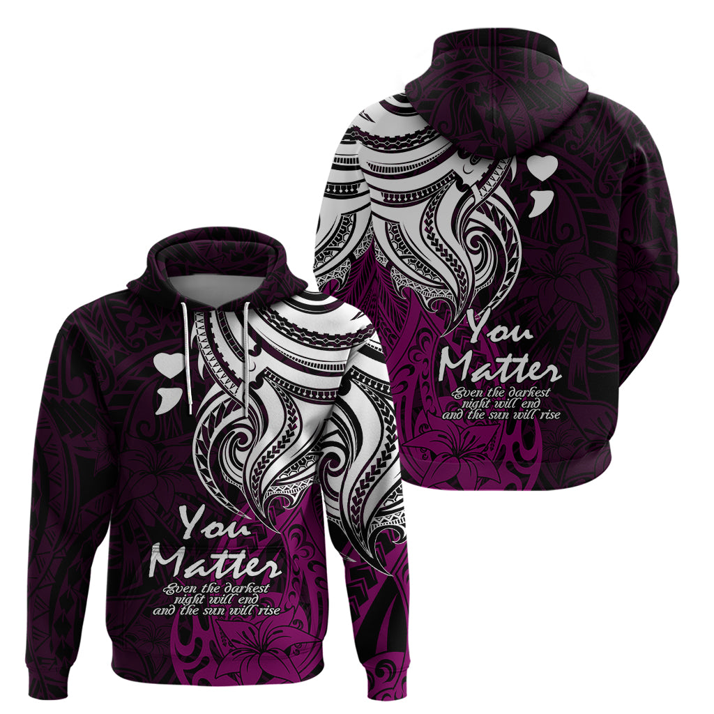 Your Matter Suicide Prevention Hoodie Pink Polynesian Tribal - Wonder Print Shop