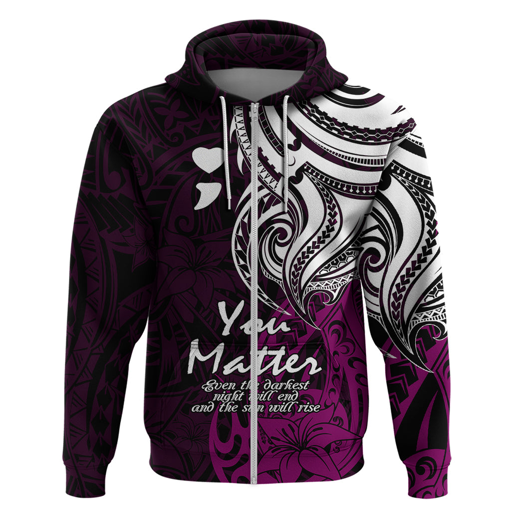 Your Matter Suicide Prevention Hoodie Pink Polynesian Tribal - Wonder Print Shop