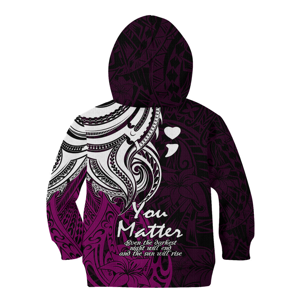 Your Matter Suicide Prevention Kid Hoodie Pink Polynesian Tribal - Wonder Print Shop