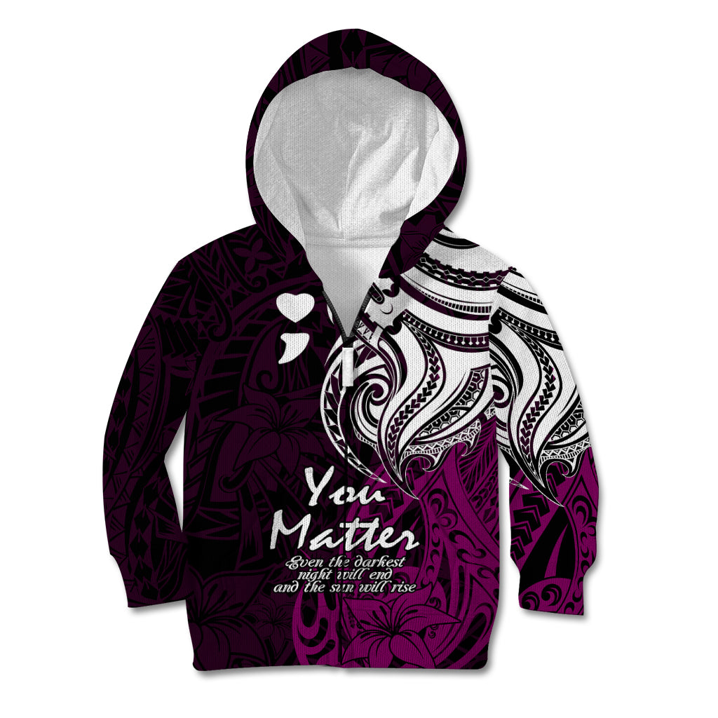 Your Matter Suicide Prevention Kid Hoodie Pink Polynesian Tribal - Wonder Print Shop