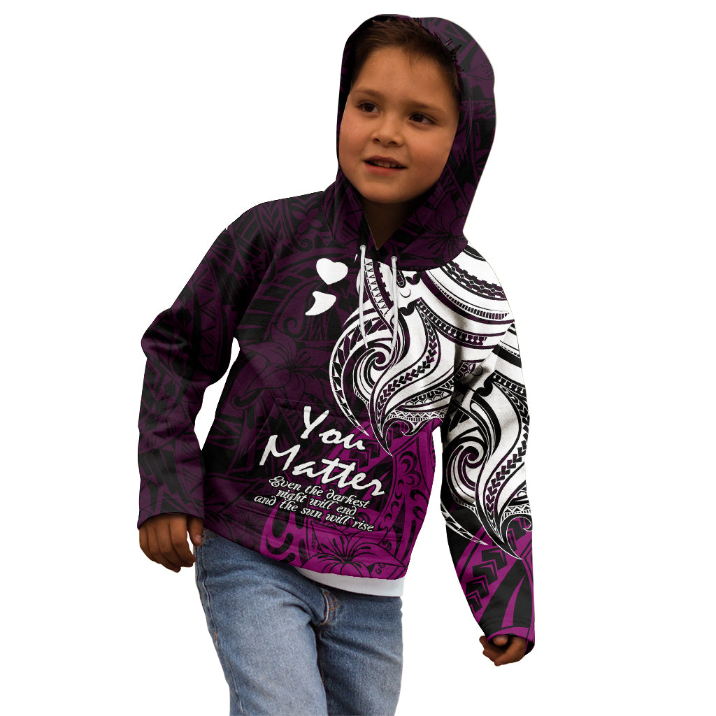 Your Matter Suicide Prevention Kid Hoodie Pink Polynesian Tribal - Wonder Print Shop