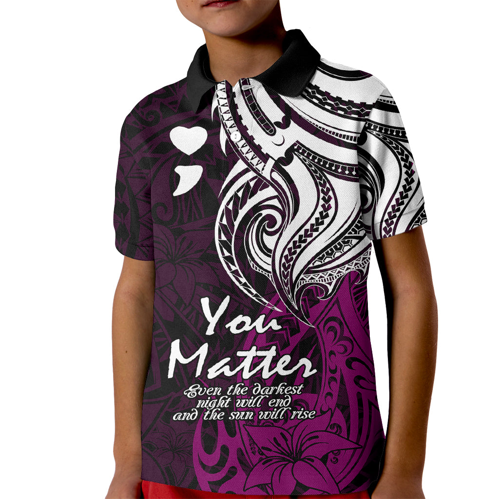 Your Matter Suicide Prevention Kid Polo Shirt Pink Polynesian Tribal - Wonder Print Shop