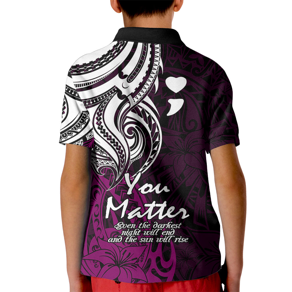 Your Matter Suicide Prevention Kid Polo Shirt Pink Polynesian Tribal - Wonder Print Shop
