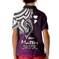 Your Matter Suicide Prevention Kid Polo Shirt Pink Polynesian Tribal - Wonder Print Shop