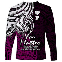 Your Matter Suicide Prevention Long Sleeve Shirt Pink Polynesian Tribal - Wonder Print Shop