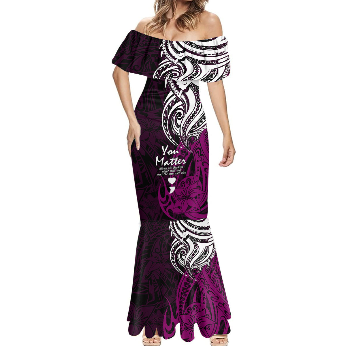 Your Matter Suicide Prevention Mermaid Dress Pink Polynesian Tribal - Wonder Print Shop