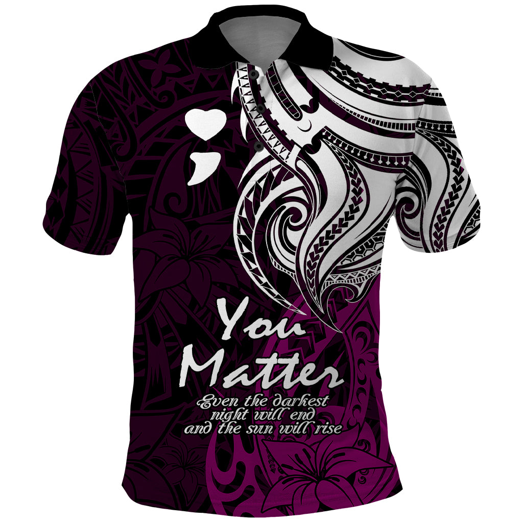 Your Matter Suicide Prevention Polo Shirt Pink Polynesian Tribal - Wonder Print Shop