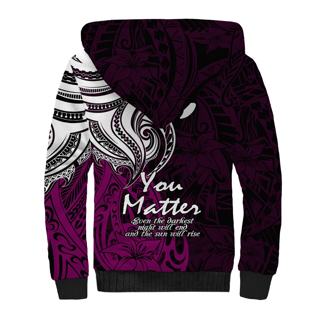 Your Matter Suicide Prevention Sherpa Hoodie Pink Polynesian Tribal - Wonder Print Shop