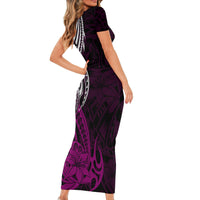 Your Matter Suicide Prevention Short Sleeve Bodycon Dress Pink Polynesian Tribal - Wonder Print Shop