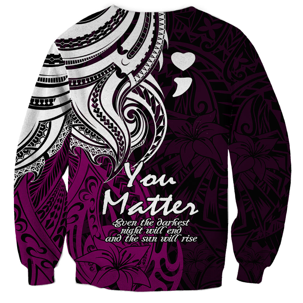 Your Matter Suicide Prevention Sweatshirt Pink Polynesian Tribal - Wonder Print Shop