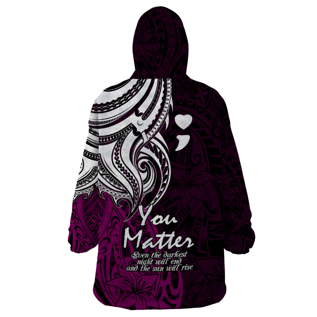 Your Matter Suicide Prevention Wearable Blanket Hoodie Pink Polynesian Tribal - Wonder Print Shop