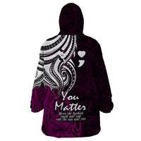 Your Matter Suicide Prevention Wearable Blanket Hoodie Pink Polynesian Tribal - Wonder Print Shop