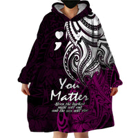 Your Matter Suicide Prevention Wearable Blanket Hoodie Pink Polynesian Tribal - Wonder Print Shop