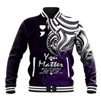 Your Matter Suicide Prevention Baseball Jacket Purple Polynesian Tribal LT9 - Wonder Print Shop