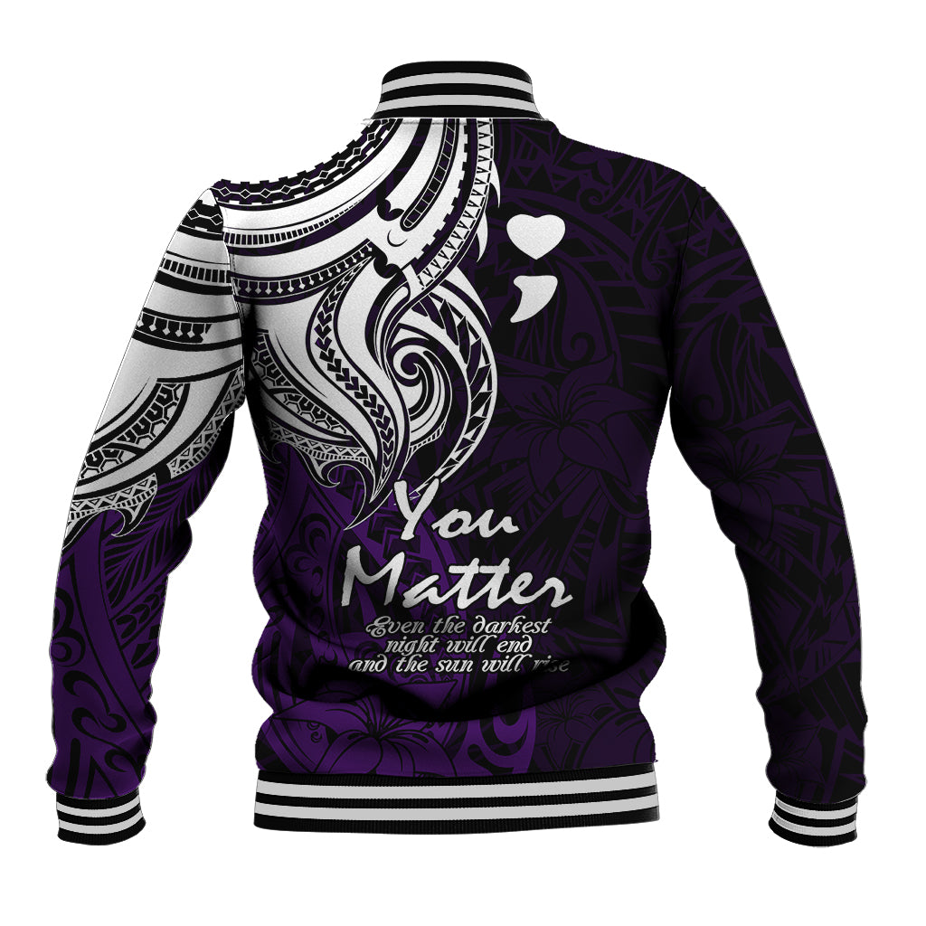 Your Matter Suicide Prevention Baseball Jacket Purple Polynesian Tribal LT9 - Wonder Print Shop