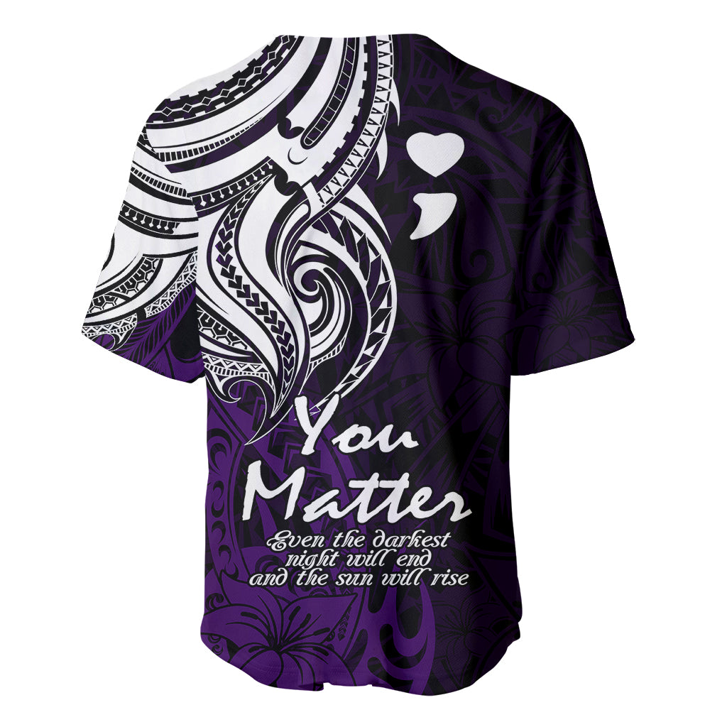 Your Matter Suicide Prevention Baseball Jersey Purple Polynesian Tribal LT9 - Wonder Print Shop
