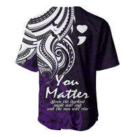 Your Matter Suicide Prevention Baseball Jersey Purple Polynesian Tribal LT9 - Wonder Print Shop