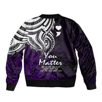 Your Matter Suicide Prevention Bomber Jacket Purple Polynesian Tribal LT9 - Wonder Print Shop