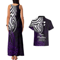 Your Matter Suicide Prevention Couples Matching Tank Maxi Dress and Hawaiian Shirt Purple Polynesian Tribal LT9 - Wonder Print Shop