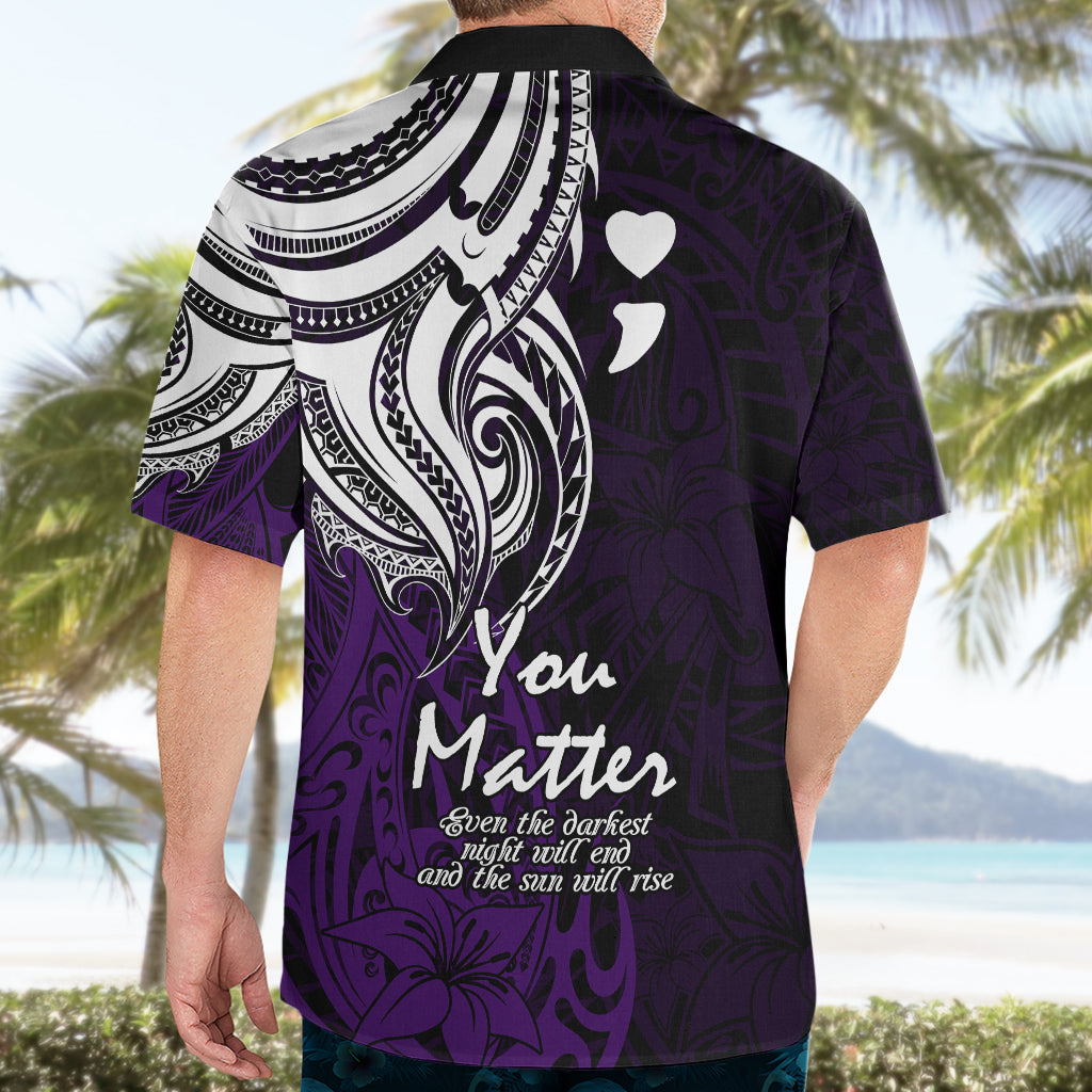 Your Matter Suicide Prevention Hawaiian Shirt Purple Polynesian Tribal - Wonder Print Shop