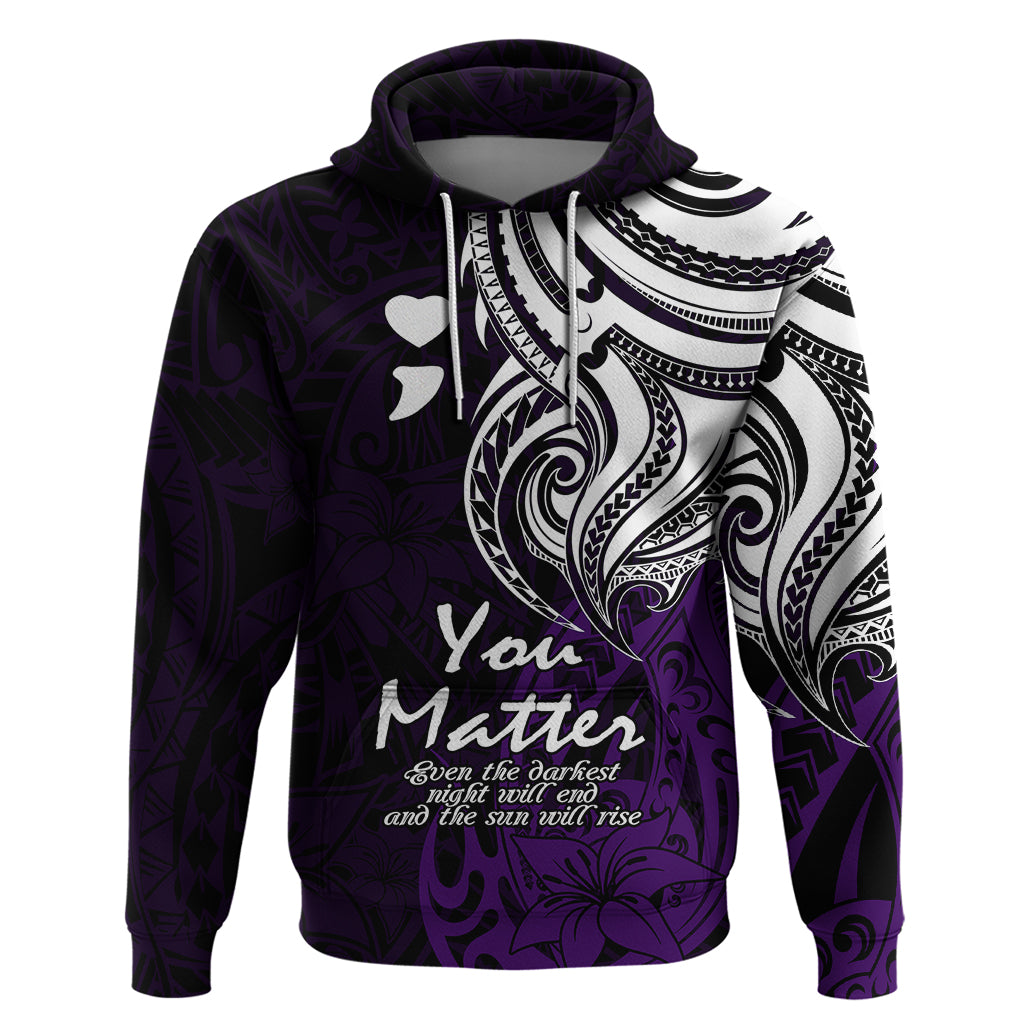 Your Matter Suicide Prevention Hoodie Purple Polynesian Tribal - Wonder Print Shop