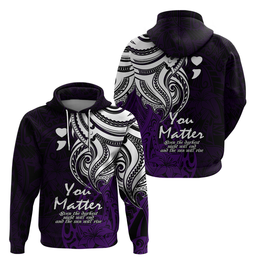 Your Matter Suicide Prevention Hoodie Purple Polynesian Tribal - Wonder Print Shop