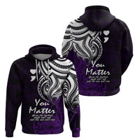 Your Matter Suicide Prevention Hoodie Purple Polynesian Tribal - Wonder Print Shop