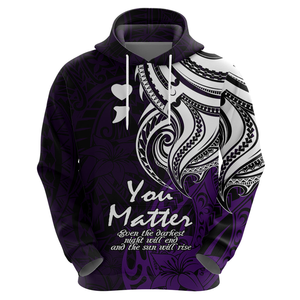 Your Matter Suicide Prevention Hoodie Purple Polynesian Tribal - Wonder Print Shop