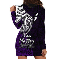 Your Matter Suicide Prevention Hoodie Dress Purple Polynesian Tribal - Wonder Print Shop