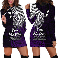 Your Matter Suicide Prevention Hoodie Dress Purple Polynesian Tribal - Wonder Print Shop