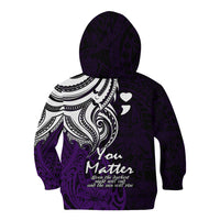 Your Matter Suicide Prevention Kid Hoodie Purple Polynesian Tribal - Wonder Print Shop