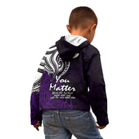 Your Matter Suicide Prevention Kid Hoodie Purple Polynesian Tribal - Wonder Print Shop