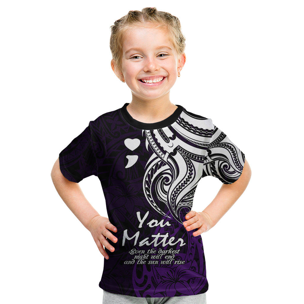 Your Matter Suicide Prevention Kid T Shirt Purple Polynesian Tribal - Wonder Print Shop
