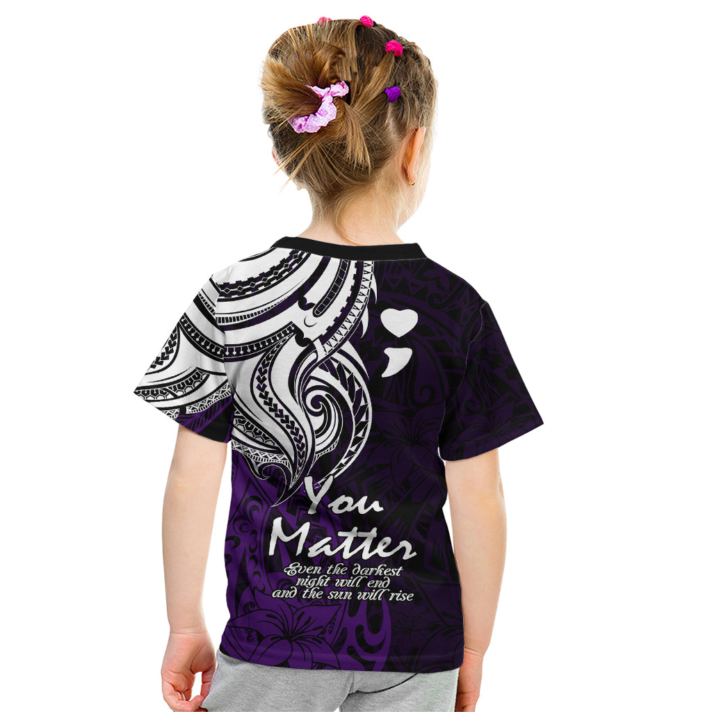 Your Matter Suicide Prevention Kid T Shirt Purple Polynesian Tribal - Wonder Print Shop