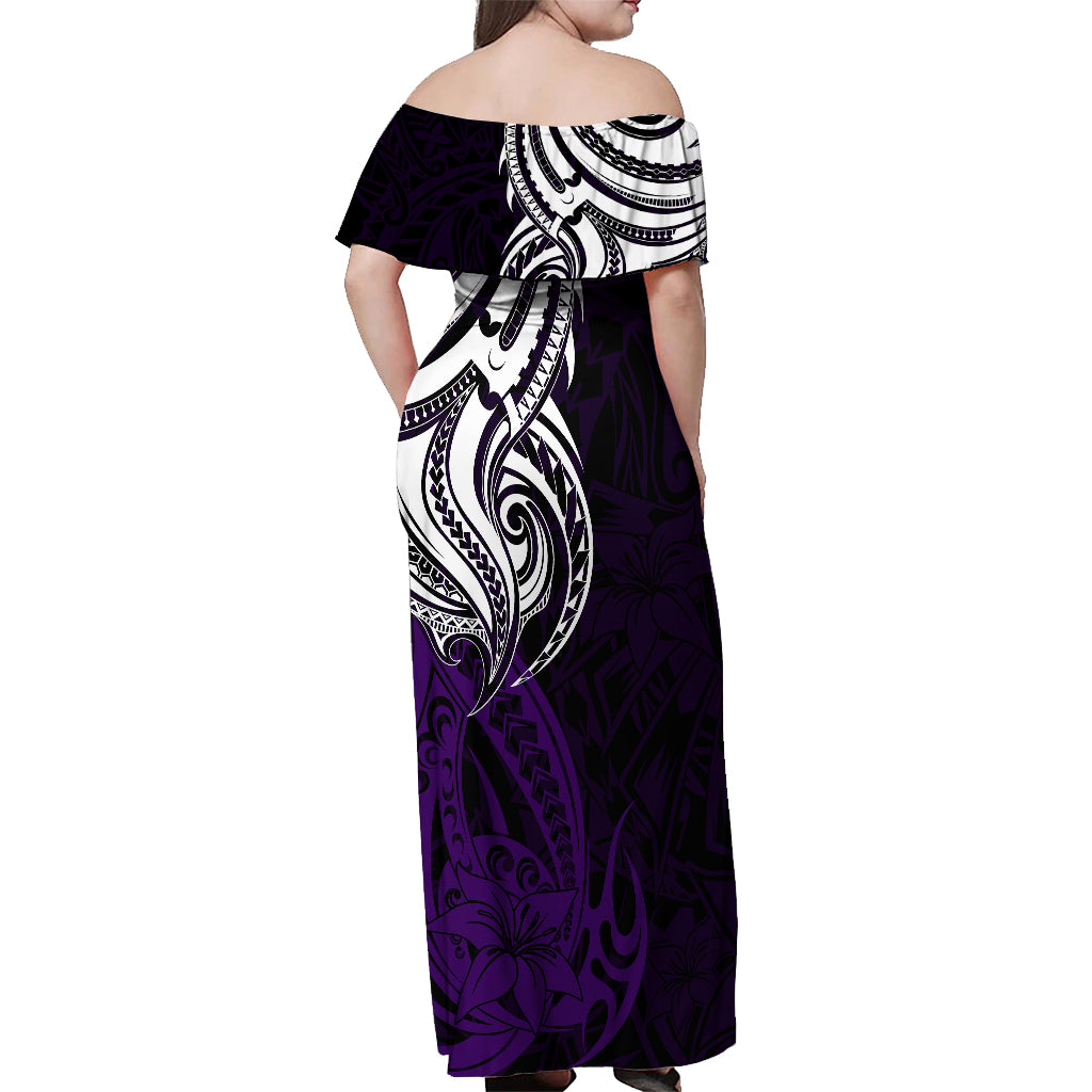 Your Matter Suicide Prevention Off Shoulder Maxi Dress Purple Polynesian Tribal - Wonder Print Shop