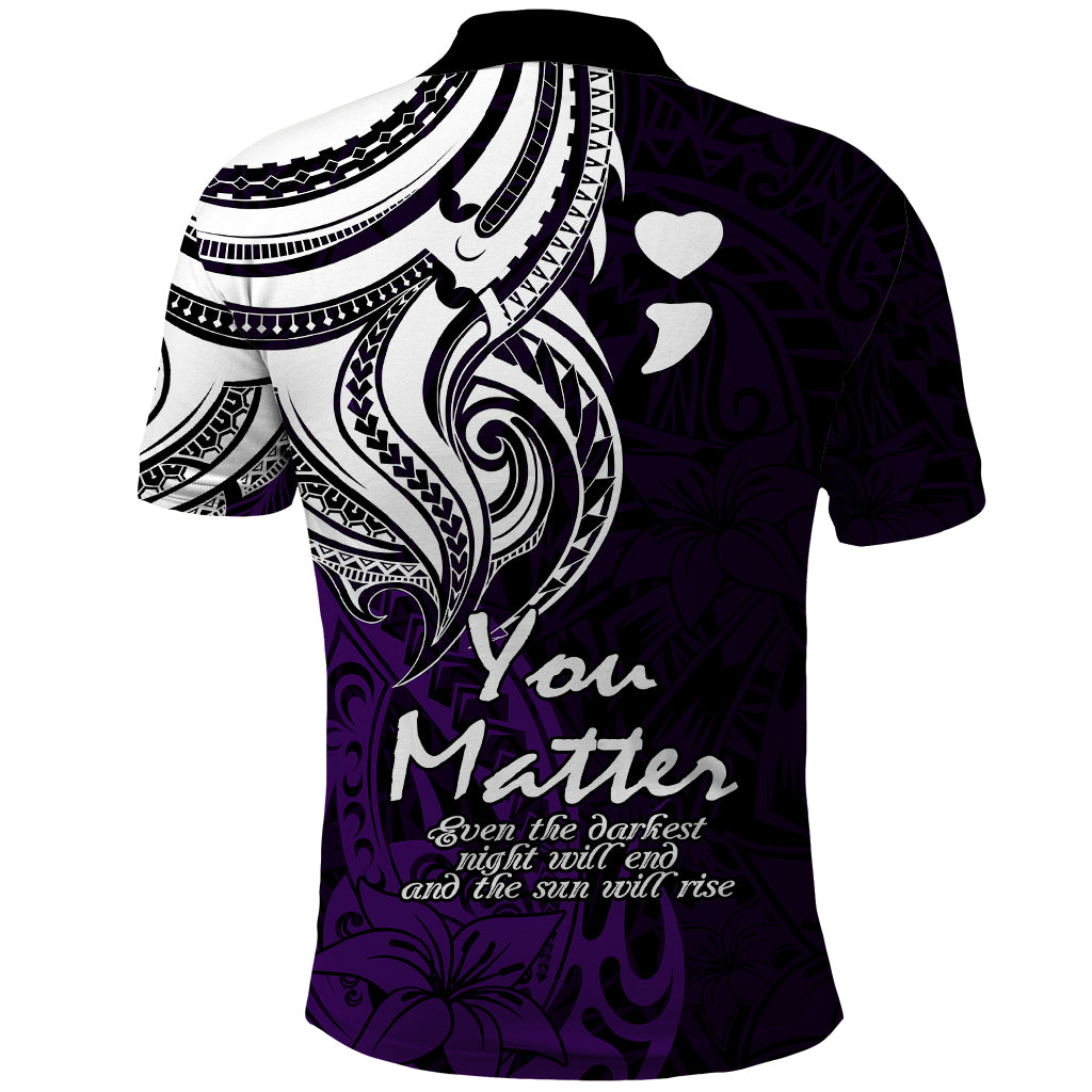 Your Matter Suicide Prevention Polo Shirt Purple Polynesian Tribal - Wonder Print Shop
