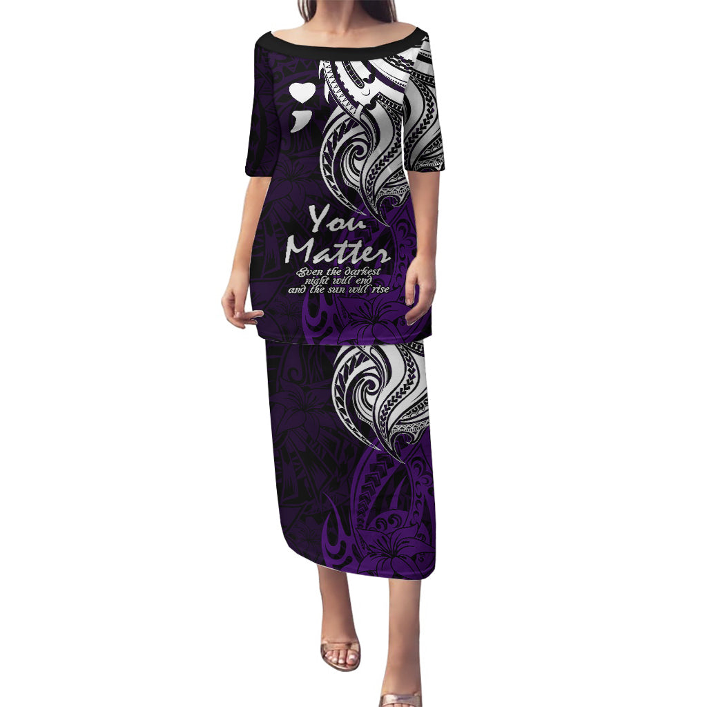 Your Matter Suicide Prevention Puletasi Purple Polynesian Tribal - Wonder Print Shop