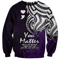 Your Matter Suicide Prevention Sweatshirt Purple Polynesian Tribal - Wonder Print Shop