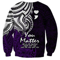 Your Matter Suicide Prevention Sweatshirt Purple Polynesian Tribal - Wonder Print Shop