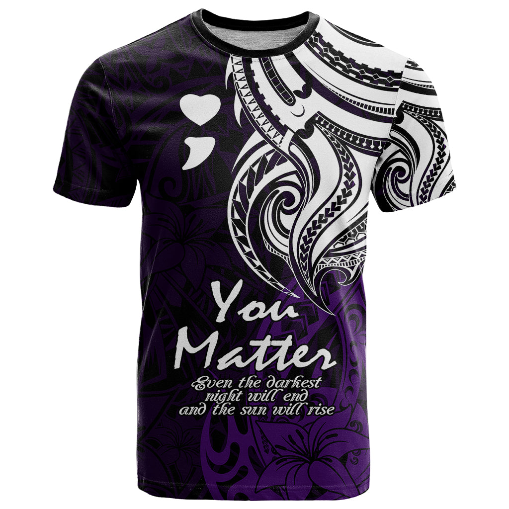 Your Matter Suicide Prevention T Shirt Purple Polynesian Tribal - Wonder Print Shop