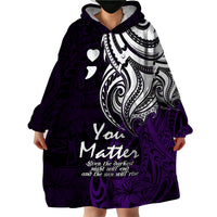 Your Matter Suicide Prevention Wearable Blanket Hoodie Purple Polynesian Tribal - Wonder Print Shop