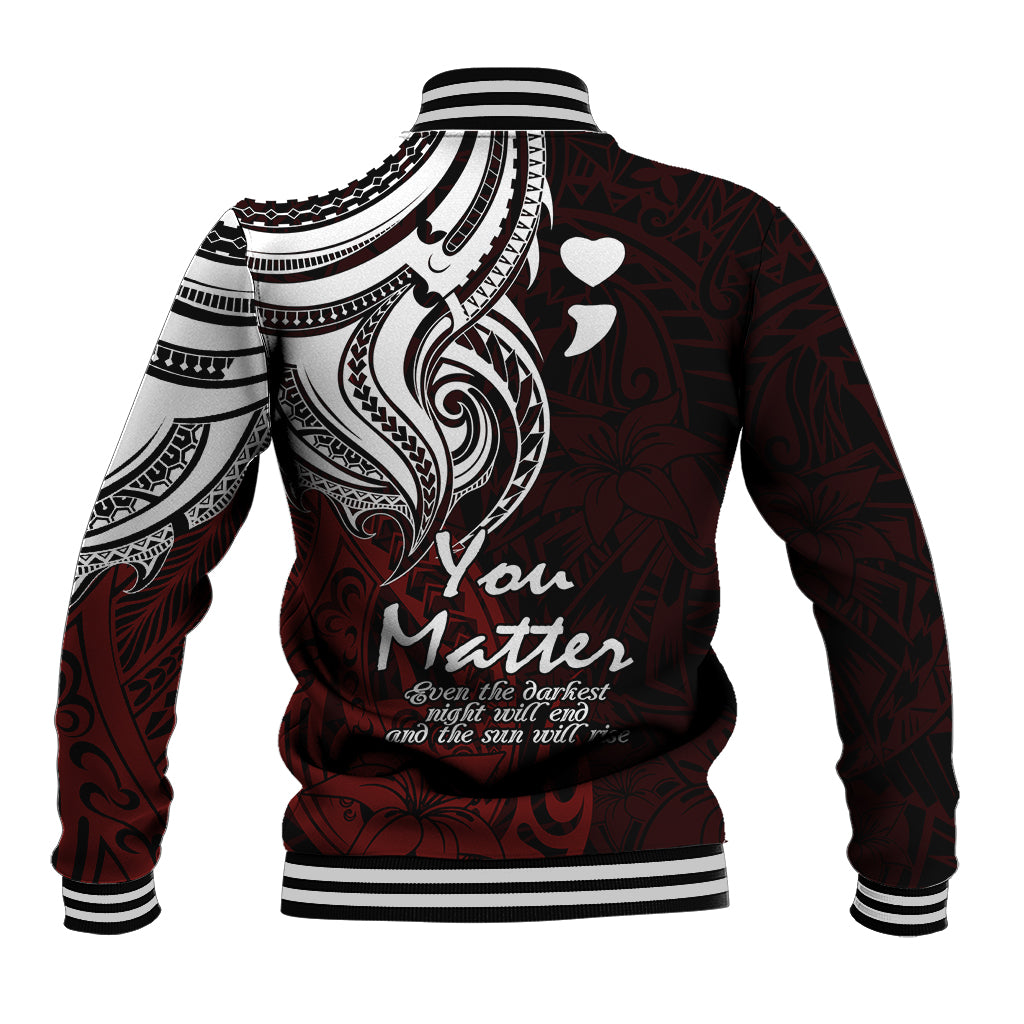 Your Matter Suicide Prevention Baseball Jacket Red Polynesian Tribal LT9 - Wonder Print Shop