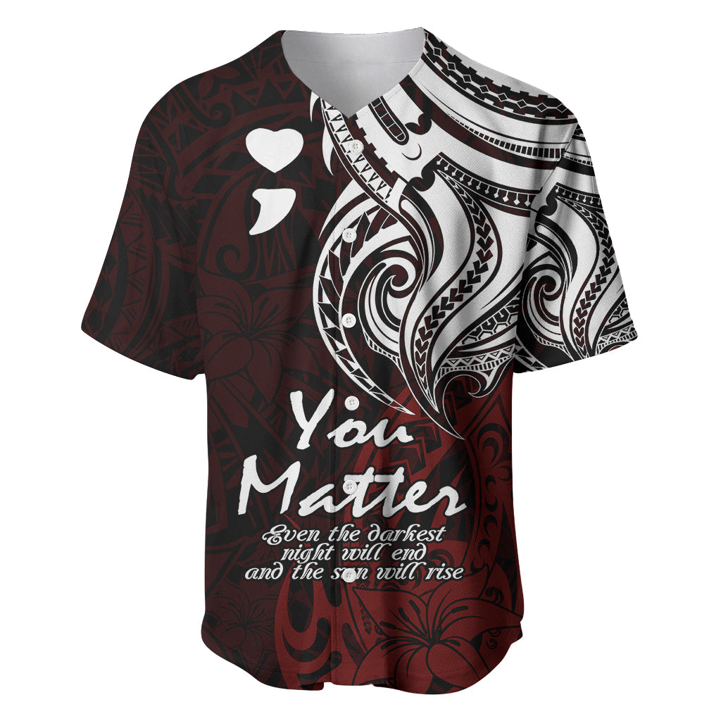 Your Matter Suicide Prevention Baseball Jersey Red Polynesian Tribal LT9 - Wonder Print Shop