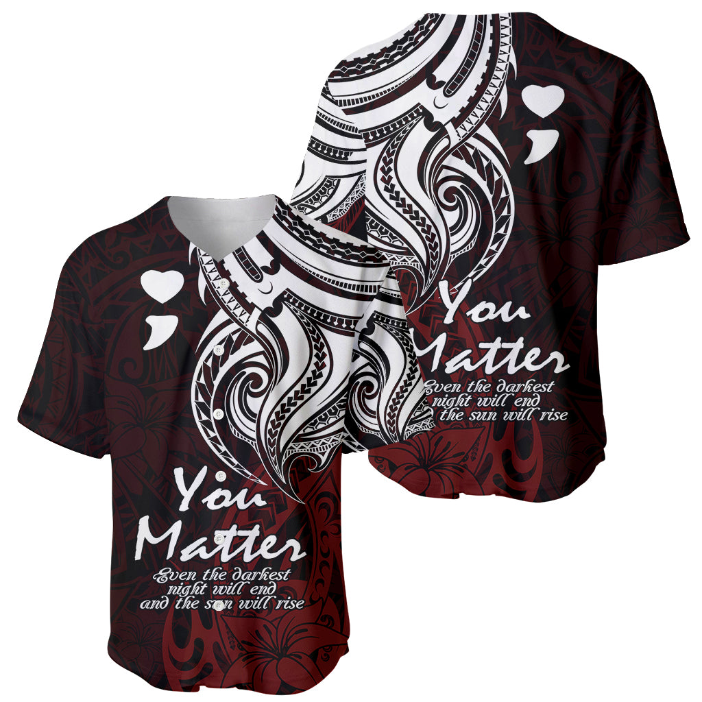 Your Matter Suicide Prevention Baseball Jersey Red Polynesian Tribal LT9 - Wonder Print Shop