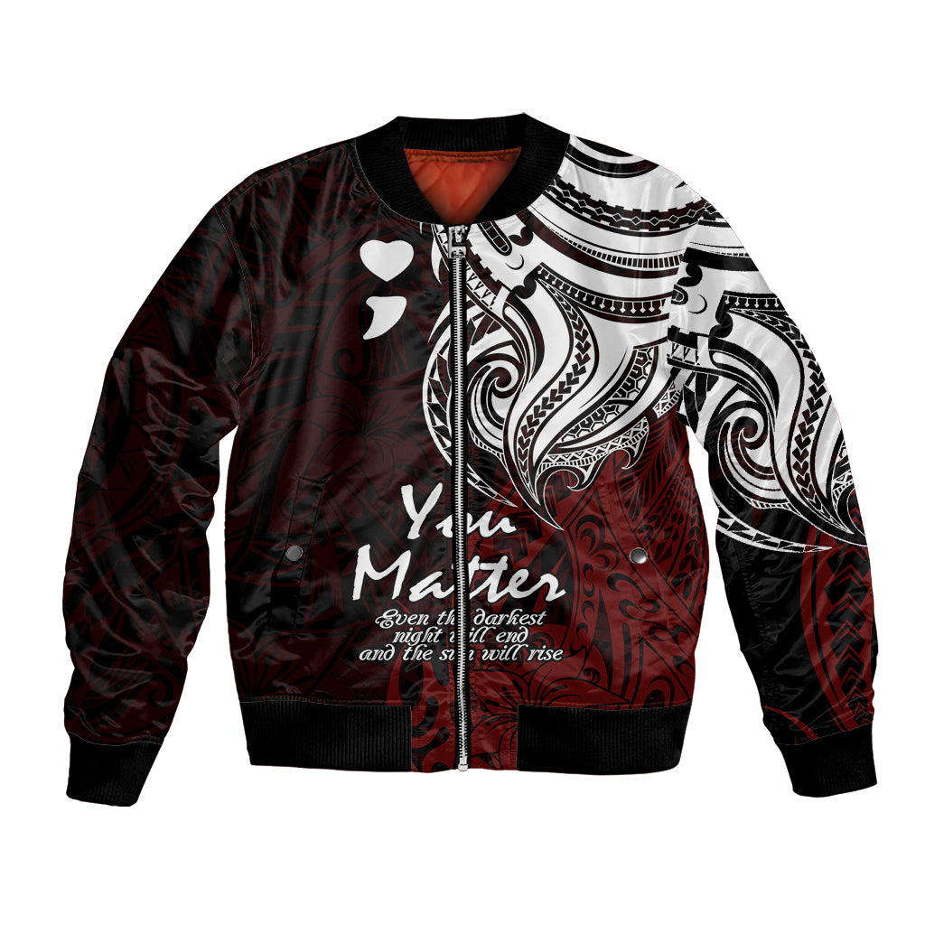 Your Matter Suicide Prevention Bomber Jacket Red Polynesian Tribal LT9 - Wonder Print Shop
