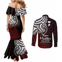 your-matter-suicide-prevention-couples-matching-mermaid-dress-and-long-sleeve-button-shirts-red-polynesian-tribal