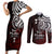 Your Matter Suicide Prevention Couples Matching Short Sleeve Bodycon Dress and Long Sleeve Button Shirts Red Polynesian Tribal LT9 - Wonder Print Shop