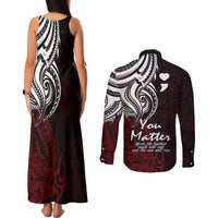 Your Matter Suicide Prevention Couples Matching Tank Maxi Dress and Long Sleeve Button Shirts Red Polynesian Tribal LT9 - Wonder Print Shop