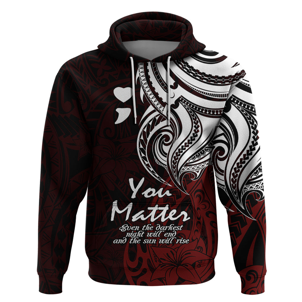 Your Matter Suicide Prevention Hoodie Red Polynesian Tribal - Wonder Print Shop