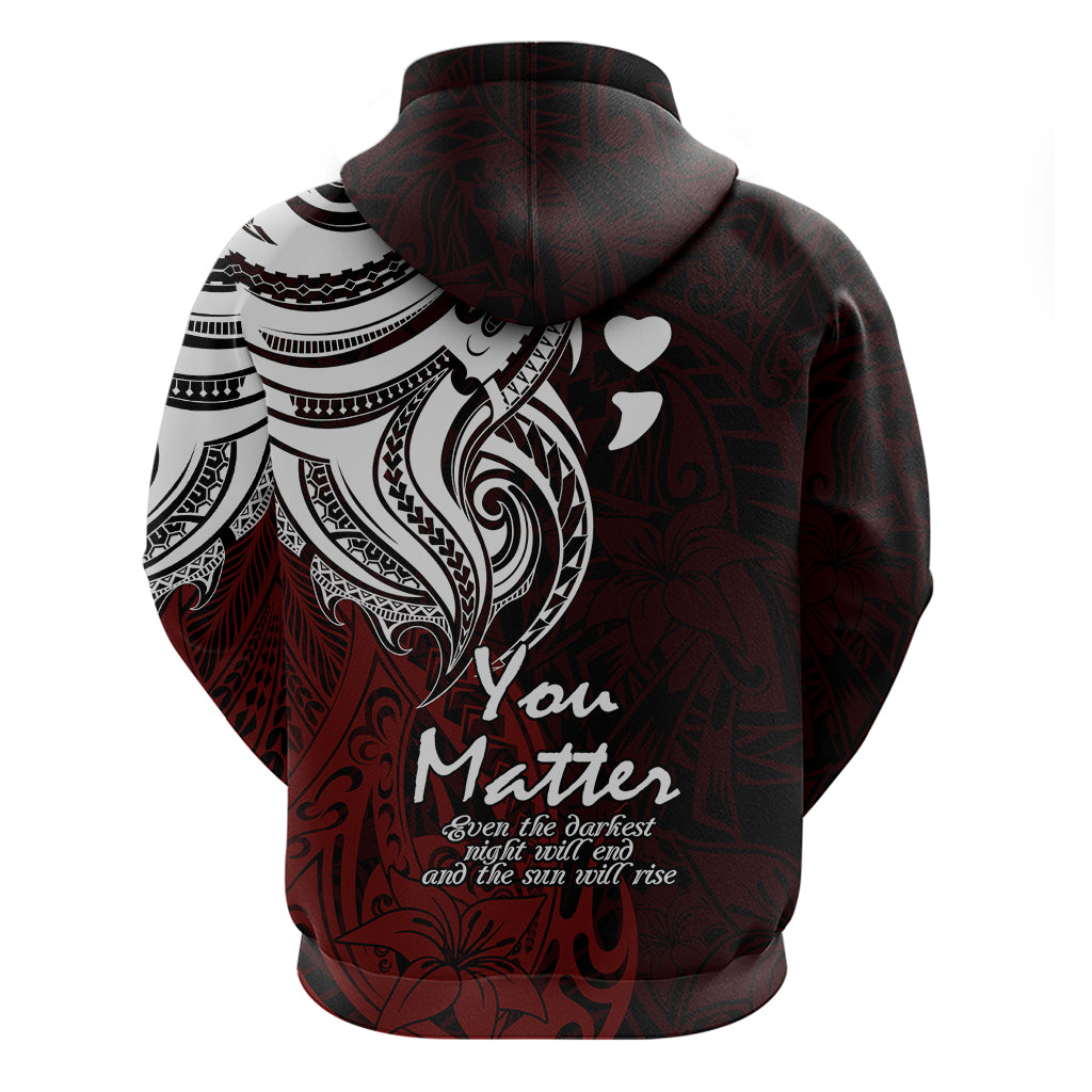 Your Matter Suicide Prevention Hoodie Red Polynesian Tribal - Wonder Print Shop